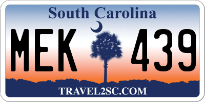 SC license plate MEK439