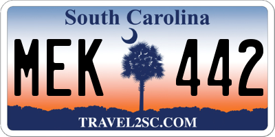 SC license plate MEK442