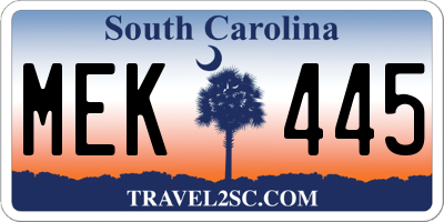 SC license plate MEK445
