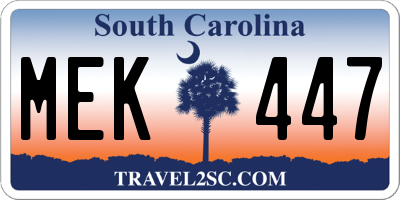 SC license plate MEK447