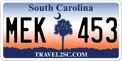 SC license plate MEK453