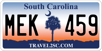 SC license plate MEK459