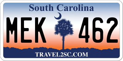 SC license plate MEK462