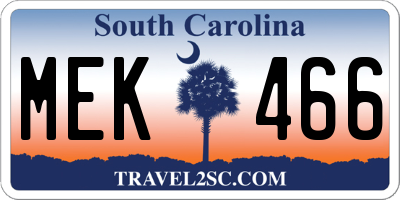 SC license plate MEK466