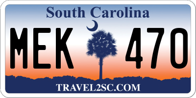 SC license plate MEK470