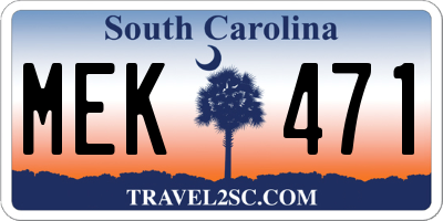 SC license plate MEK471