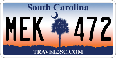 SC license plate MEK472