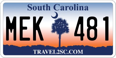 SC license plate MEK481