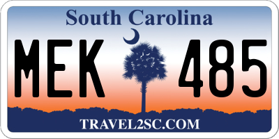 SC license plate MEK485