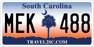 SC license plate MEK488