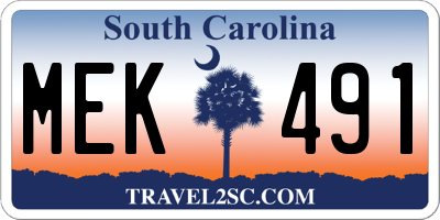 SC license plate MEK491