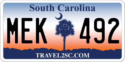 SC license plate MEK492