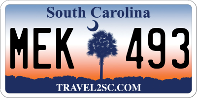 SC license plate MEK493
