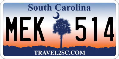 SC license plate MEK514