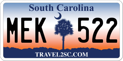SC license plate MEK522