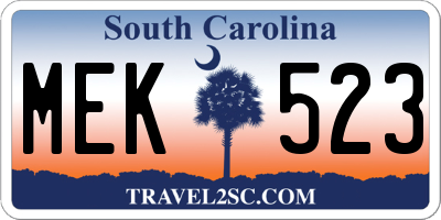 SC license plate MEK523
