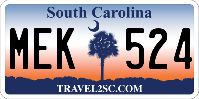SC license plate MEK524