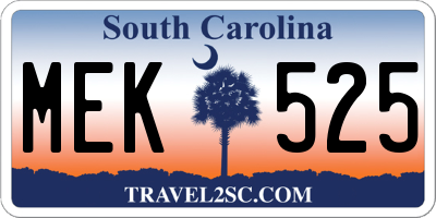 SC license plate MEK525