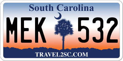 SC license plate MEK532