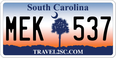 SC license plate MEK537