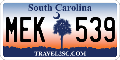 SC license plate MEK539