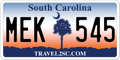 SC license plate MEK545