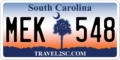 SC license plate MEK548