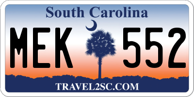SC license plate MEK552