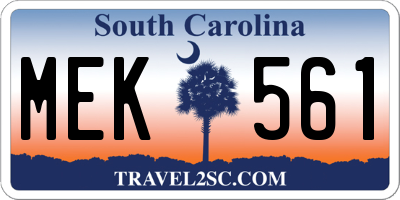 SC license plate MEK561