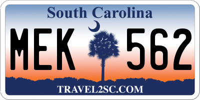 SC license plate MEK562
