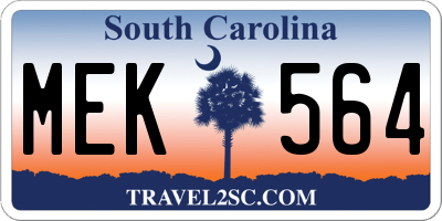 SC license plate MEK564