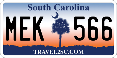 SC license plate MEK566