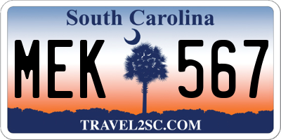 SC license plate MEK567