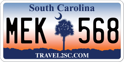 SC license plate MEK568