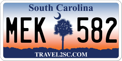 SC license plate MEK582