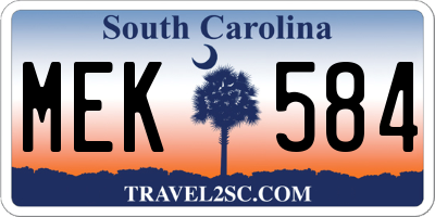 SC license plate MEK584