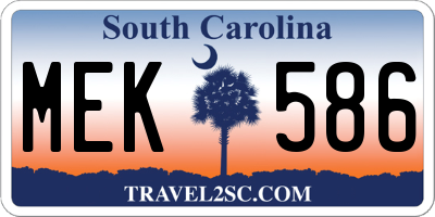 SC license plate MEK586