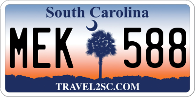 SC license plate MEK588