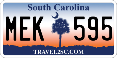 SC license plate MEK595