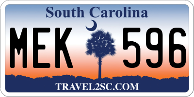 SC license plate MEK596