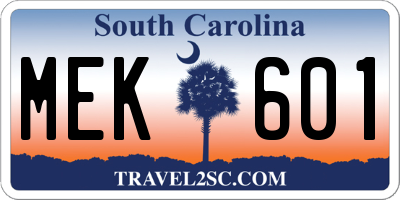 SC license plate MEK601
