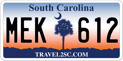 SC license plate MEK612