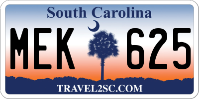 SC license plate MEK625
