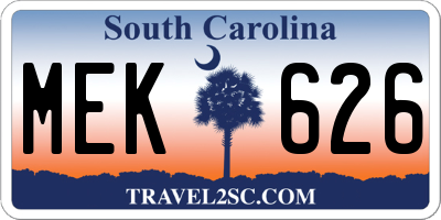 SC license plate MEK626