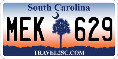 SC license plate MEK629