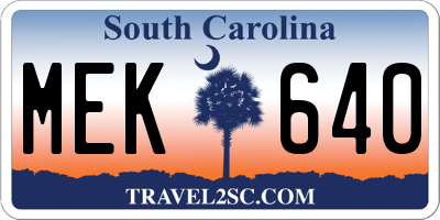 SC license plate MEK640