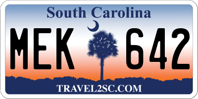 SC license plate MEK642