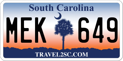 SC license plate MEK649