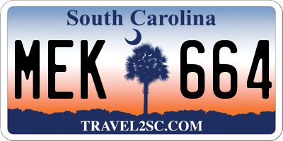 SC license plate MEK664