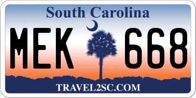 SC license plate MEK668